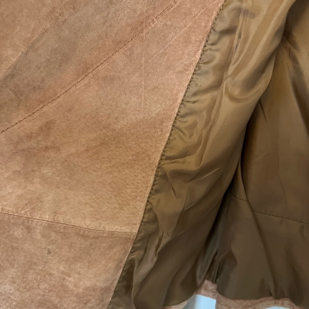Bod & Christensen Tan Brown Suede Leather Draped Open Front Jacket Womens Large - Picture 5 of 6